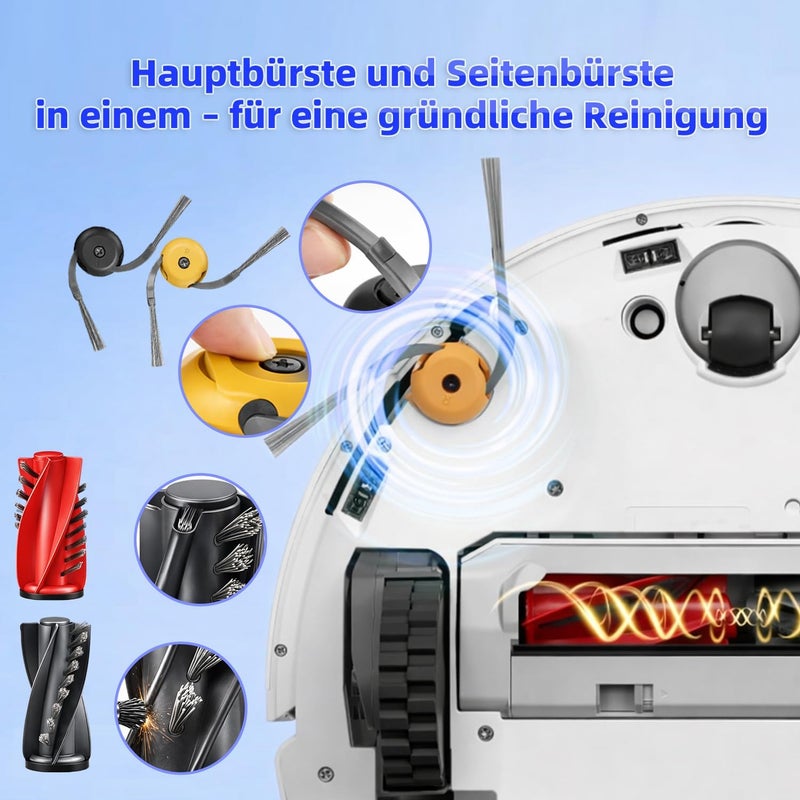 Alloytool 20 قطعة قطع غيار لروبوت روبوروك Qrevo Curv 2 Flow، 1 زوج فرش رئيسية، 2 مناديل أسطوانية، 4 أكياس غبار، 4 فلاتر HEPA، 6 فرش جانبية، 1 مفك براغي، 1 أداة تنظيف - Image 3