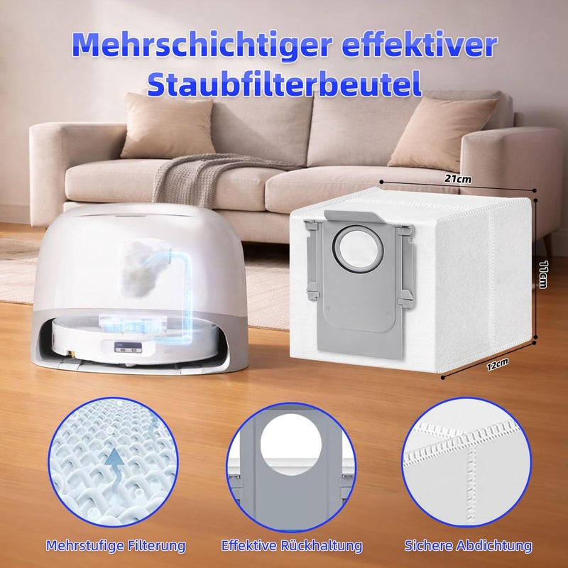 Alloytool 20 قطعة قطع غيار لروبوت روبوروك Qrevo Curv 2 Flow، 1 زوج فرش رئيسية، 2 مناديل أسطوانية، 4 أكياس غبار، 4 فلاتر HEPA، 6 فرش جانبية، 1 مفك براغي، 1 أداة تنظيف - Image 4