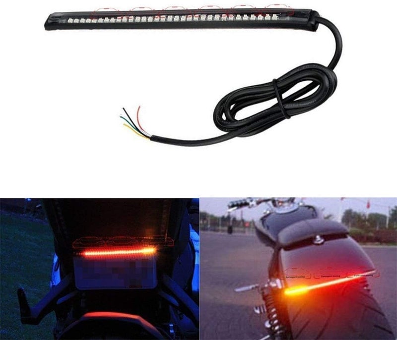 Bestrix شريط إضاءة LED مرن عالمي 8" مع أضواء توقف الفرامل وإشارات الانعطاف - شامل للدراجات النارية والسكوترات والرباعيات والكروازر على الطرق الوعرة، أحمر/برتقالي - Image 1