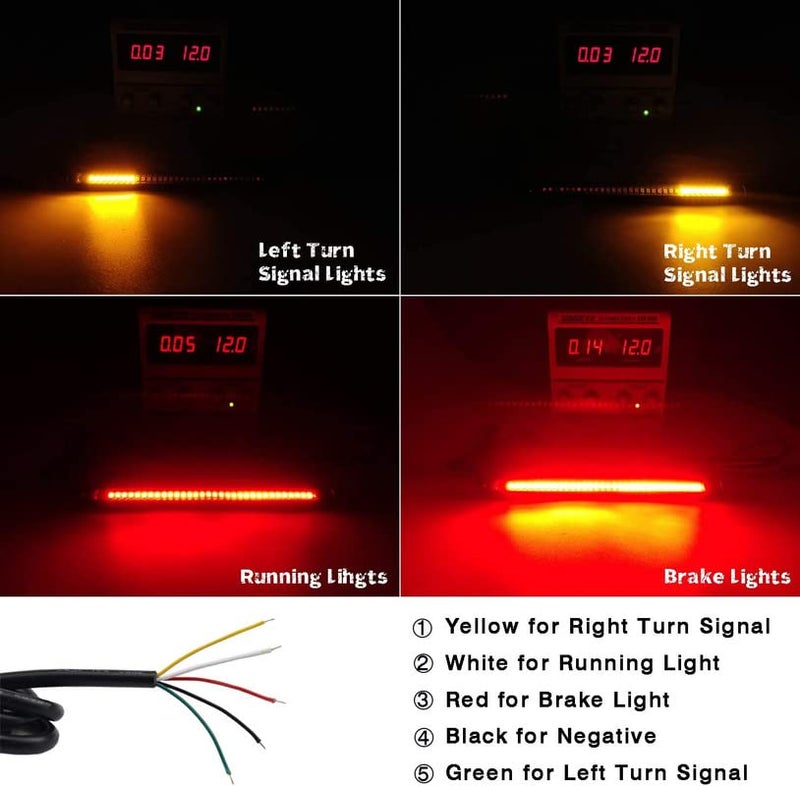Bestrix شريط إضاءة LED مرن عالمي 8" مع أضواء توقف الفرامل وإشارات الانعطاف - شامل للدراجات النارية والسكوترات والرباعيات والكروازر على الطرق الوعرة، أحمر/برتقالي - Image 4