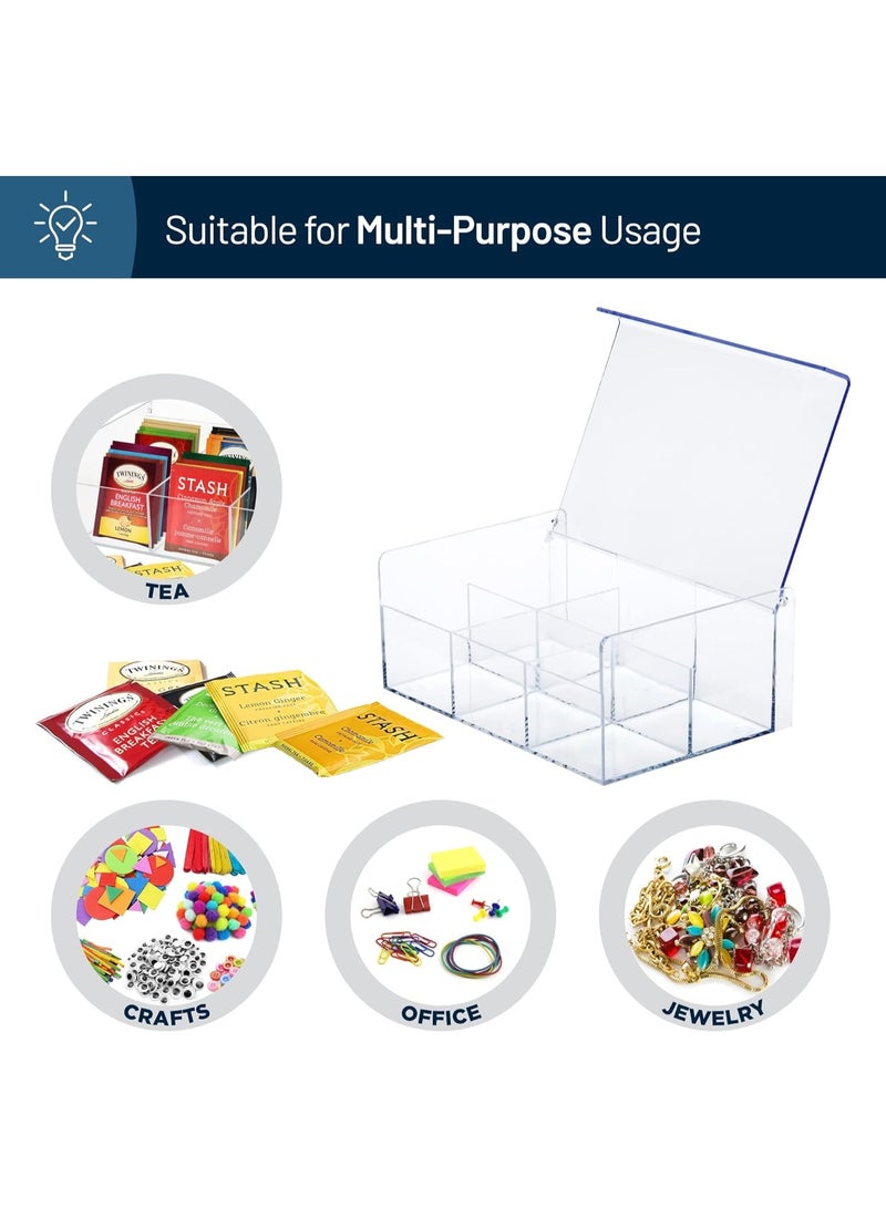 KITCHENOO Acrylic Tea Bag Holder Storage Organizer, BPA-Free Clear Plastic Tea Box with Lid - Image 3
