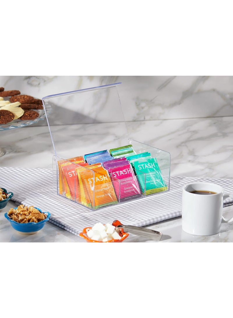 KITCHENOO Acrylic Tea Bag Holder Storage Organizer, BPA-Free Clear Plastic Tea Box with Lid - Image 5