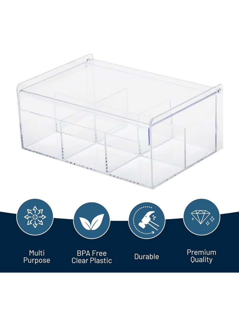 KITCHENOO Acrylic Tea Bag Holder Storage Organizer, BPA-Free Clear Plastic Tea Box with Lid - Image 2