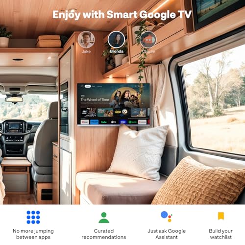 SYLVOX Smart RV TV, 22inch TVs with DVD Player Built-in, 12 Volt for RV Camper 1080P FHD, Google Smart Free Download APPs, Support WiFi Bluetooth, 2 HDMI & 2 USB, AC/DC Powered, Frameless Design - Image 2