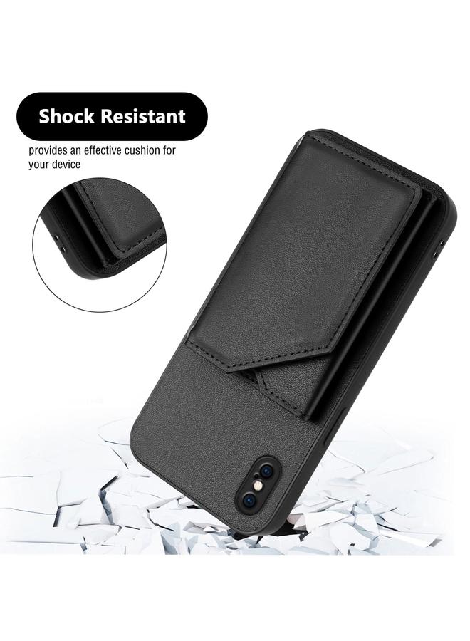 اس-توب جراب لهاتف iPhone XS Max بملمس الجلد وفتحات للبطاقات مع حزام معصم - Image 3