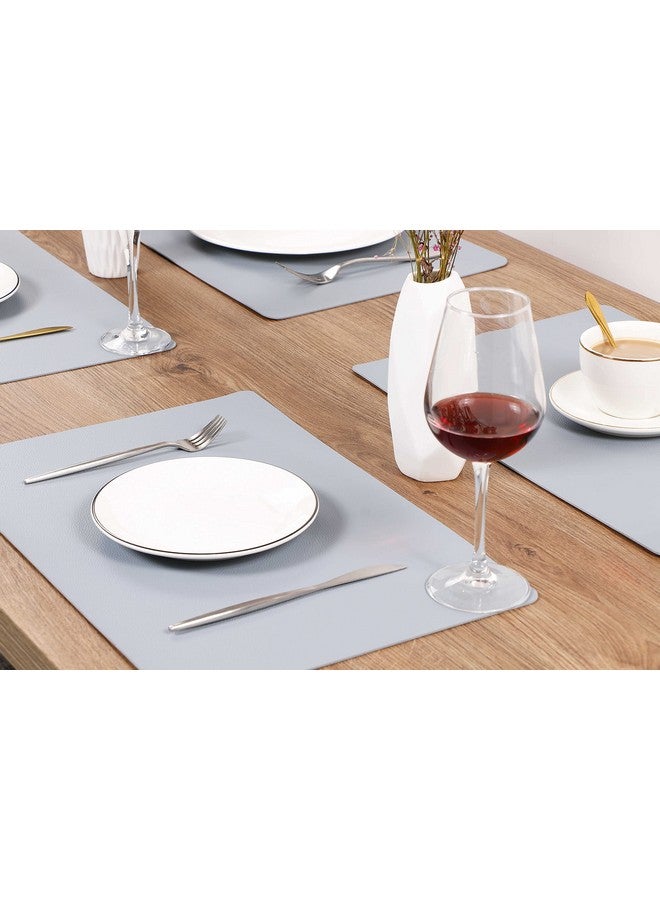 Jovono Wipeable Placemats Leather Table Mats Waterproof Heat-Resistant Easy to Clean for Dining Table Set Kitchen Table (6, Pale Blue) - Image 2