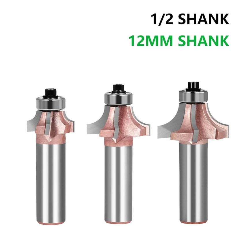 1 2 Inch Shank Industrial Corner Round Wood Router Bit 4 Teeth Trimming Cutter 1I2X1I2 - Image 4