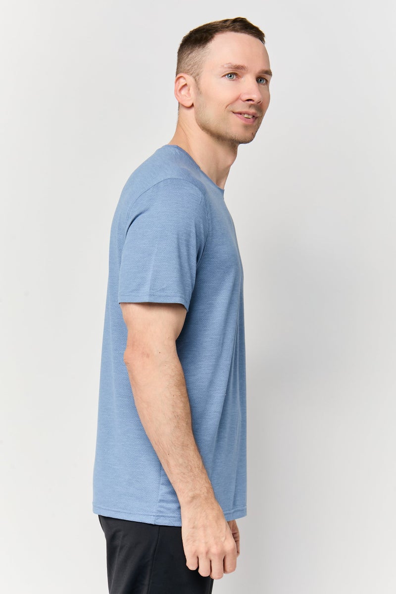 MOTION Men Sportswear Fit Short Sleeve Training T-Shirt,Slate Blue - Image 3