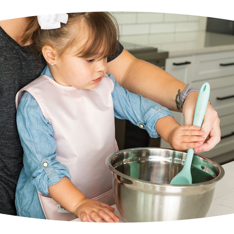 Tiny Twinkle Short Sleeve Apron Bibs for Babies & Toddlers - 2 Pack Waterproof, Mess-Proof Baby Bibs for Eating & Feeding, Machine Washable,Perfect Holiday Gift(Rose Burgundy, 6-24M) - Image 2