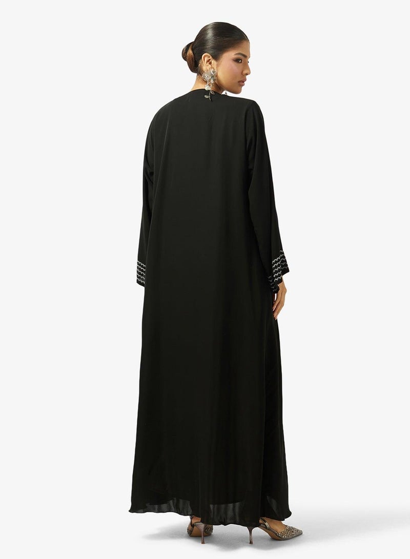 هيا كلوزيت عباية مفتوحة بياقة على شكل حرف  مزينة بالدانتيل - Image 3