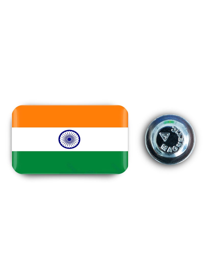 971MEDIA Indian Flag - Metal Badge Epoxy Coated with Magnetic Pin that Doesn't Tear Clothes  - Image 1