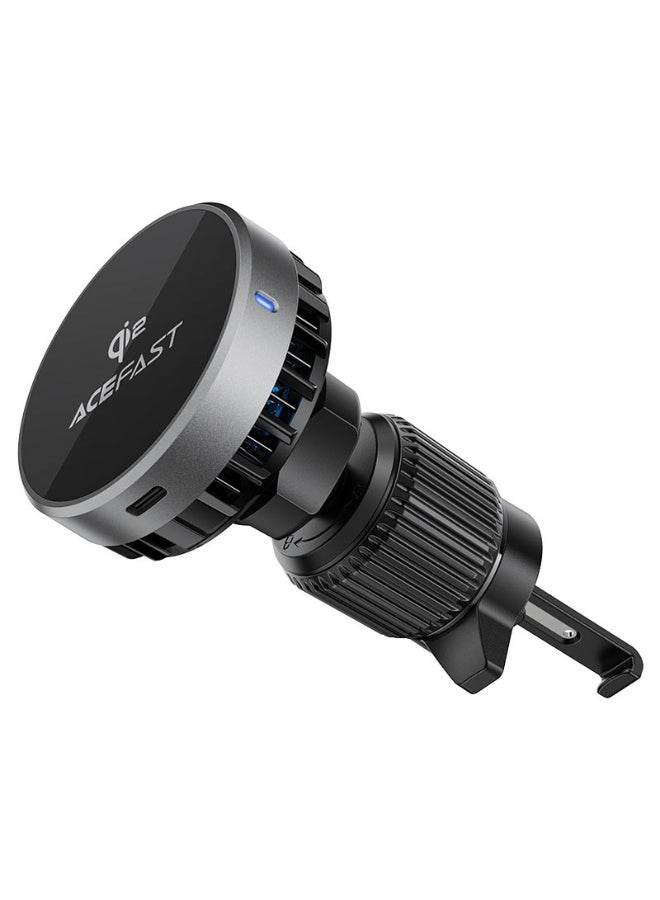 ACEFAST Fast Qi2 Wireless Charger Magnetic Car Holder D40, 15W Output, Secure Air Vent Hook Clip, Fast and Efficient Phone Cooler - Black - Image 1