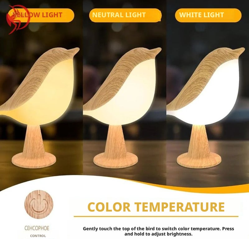 Small Table Lamp, Bird Lamp with 3 Color Temperatures and Touch Sensor, Rechargeable Battery - Image 4