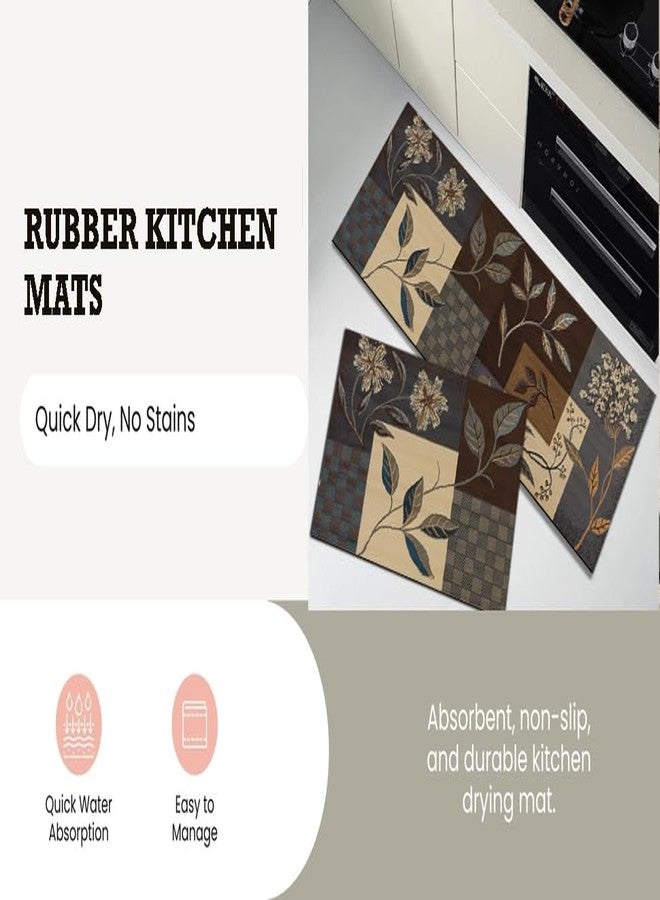 proxin Rubber Rectangular Kitchen Mats for Floor Set of 2 Pcs | Non-Skid, Soft Absorbent Rugs for Kitchen Floor, Laundry, and Hallway (Color 2) - Image 2