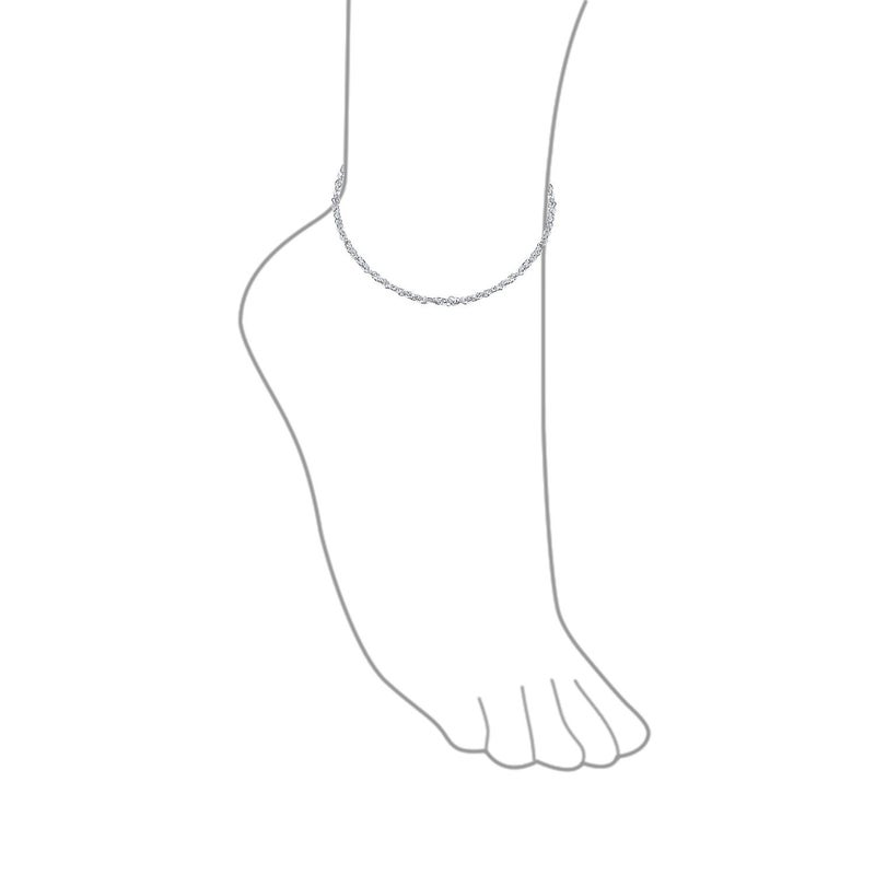 Bling Jewelry Singapore Chain Twisted Curb Anklet Ankle Bracelet For Women Teens .925 Sterling Silver 9 Inch Made In India - Image 3