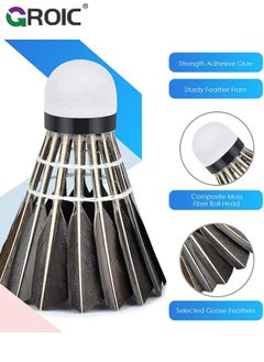 GROIC 12 Pack Badminton Birdies Shuttlecocks, Badminton Goose Feather Stable Durable High Speed Training Badminton Balls for Indoor & Outdoor Practice Sports Training Activities  - Image 2