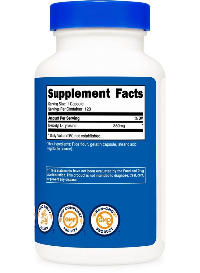 Nutricost N-Acetyl L-Tyrosine (NALT) 350mg, 120 Capsules (2 Bottles) - Gluten Free, Non-GMO - Image 4