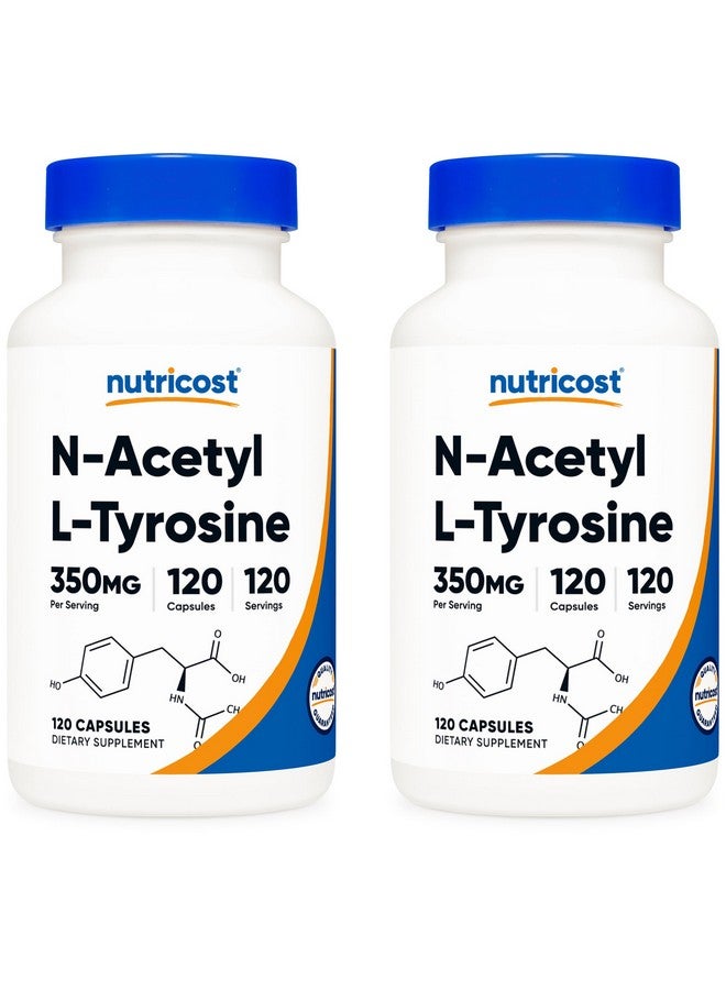 Nutricost N-Acetyl L-Tyrosine (NALT) 350mg, 120 Capsules (2 Bottles) - Gluten Free, Non-GMO - Image 1