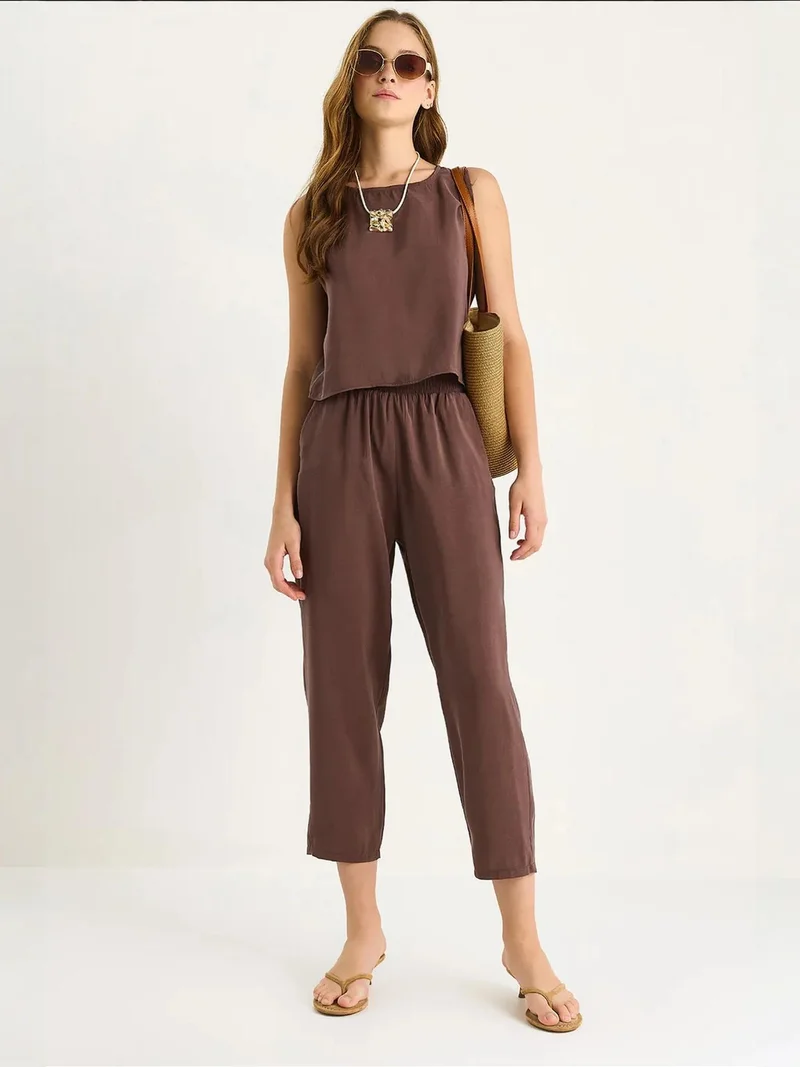LUCCI Sleeveless Crew Neck Tunic and Wide Leg Pants Set
