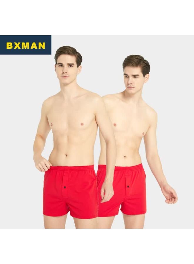 Bxman Loose Fit Men's Cotton Boxer Briefs Red Elastic Arrow Four-point Underwear 2-pack S06 M - Image 1