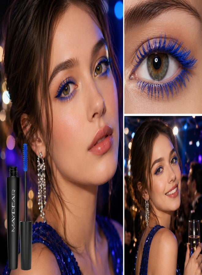 Maydear Blue Waterproof Mascara for Eyelashes - Long Lasting Smudgeproof Color for Women, Fast Dry Lengthening Eye Makeup for Party and Stage Use - Image 3