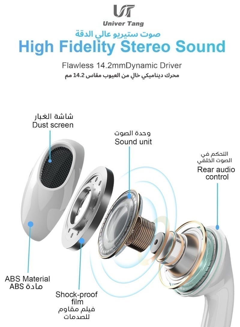 Univer Tang USB-C Wired Earphones with Microphone & Volume Control, Type-C In-Ear Headphones Compatible with iPhone 17/16/15 Series, Samsung Galaxy S26/S25/S24/S23, iPad, Pixel, Huawei – White - Image 4