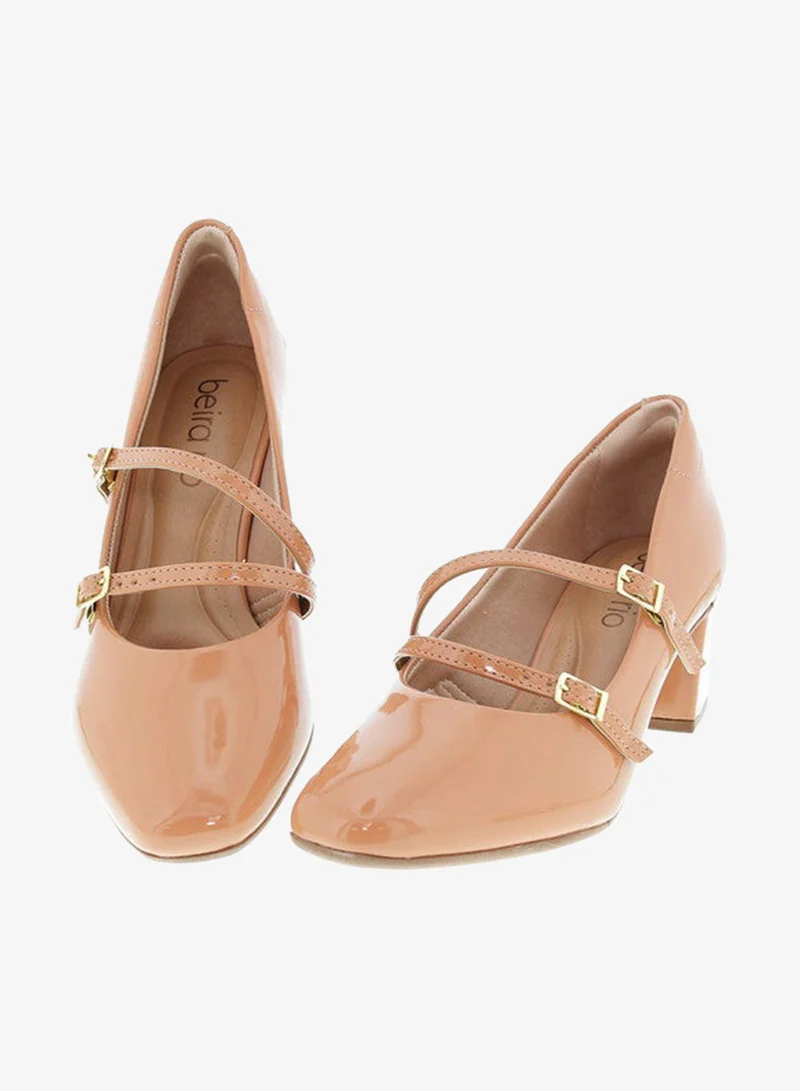 Beira Rio Nude Mid Heels Shoes for Women – Classic Mid Heel Pumps for Girls & Ladies Office Wear for Women | Best Price UAE