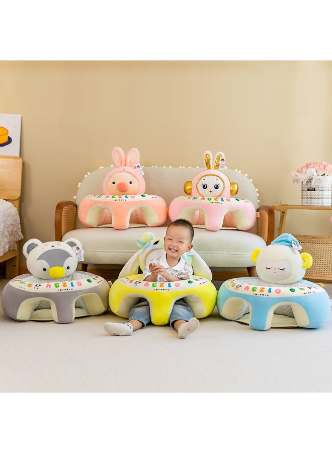 Children's Ice Silk Early Education Puzzle Baby Sitting And Learning Sofa Plush Toy Practice Sitting Early Education Seat Wholesale-Specifications:Yellow Dog-Color:Leather Shell - Image 1