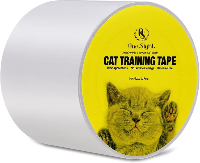 OneSight Anti Cat Scratch Tape, 4 inches x 30 Yards Transparent Clear Double Sided Cat Training Tape, Scratch Deterrent for Furniture, Couch Protector - Image 1