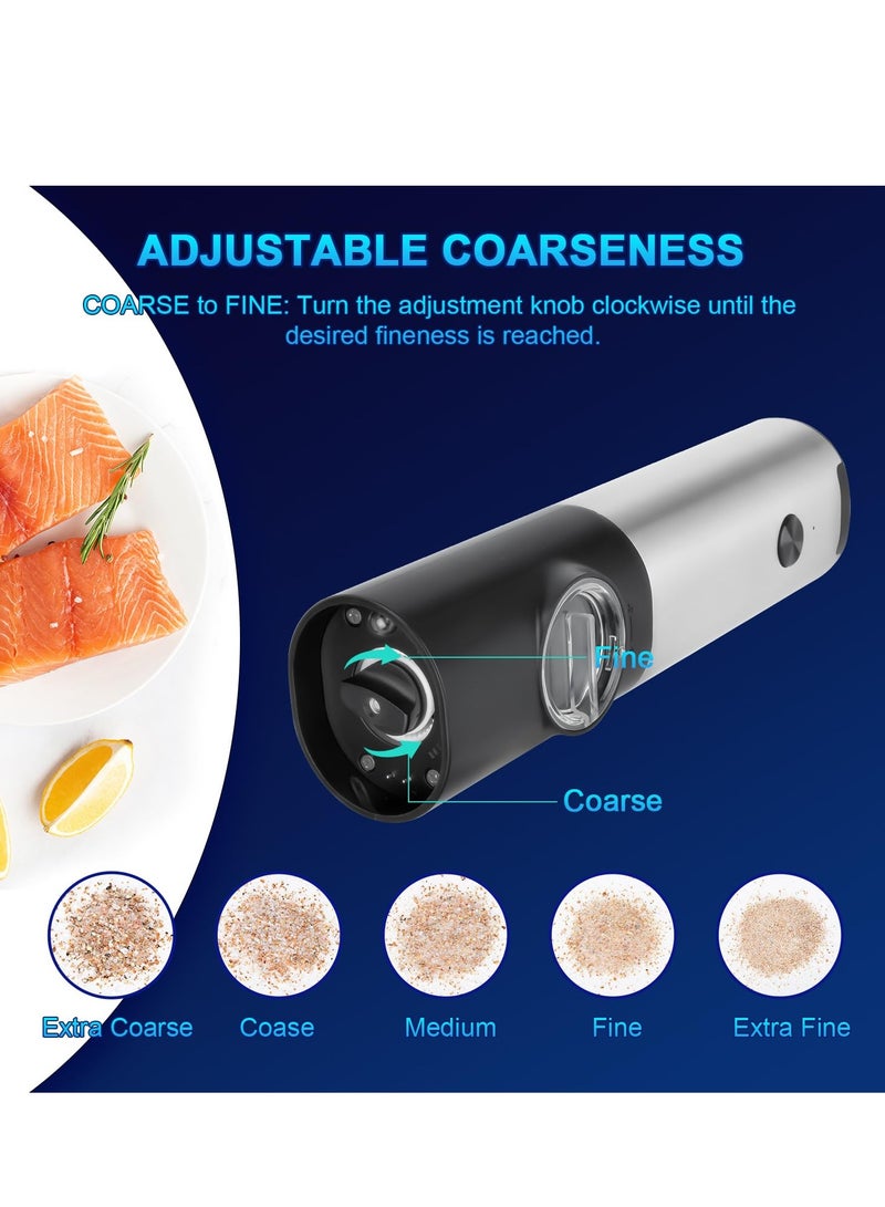 Bukela Electric Salt and Pepper Grinder Set - Rechargeable Pepper Mill with Adjustable Coarseness - Automatic Salt Shakers with Light for Kitchen - Image 5