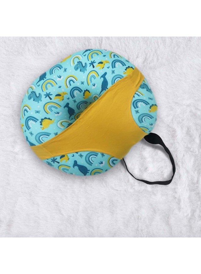 Kradyl Kroft 5In1 Baby Feeding Pillow With 100% Cotton Detachable Cover | With Belt And Baby Hoop | Breastfeeding Pillow | Nursing Pillow (Teal Dinos) - Image 2