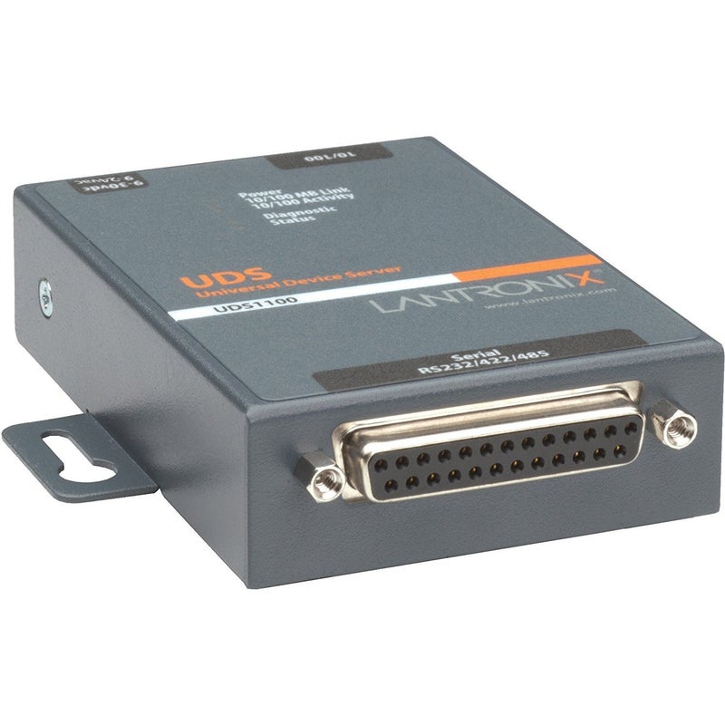 Lantronix UD1100001-01 UDS1100 - One Port Serial (RS232/ RS422/ RS485) to IP Ethernet Device Server - UL864, US Domestic 110VAC - Convert from RS-232, RS-485 to Ethernet using Serial over IP technolog - Image 1
