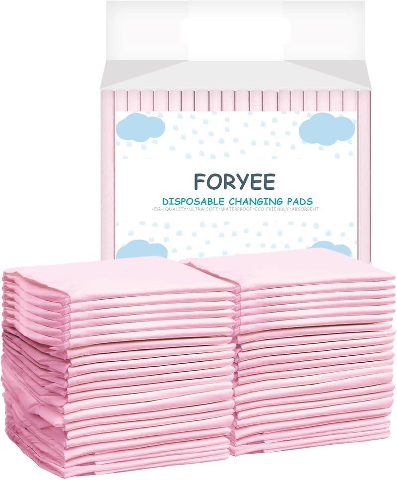 Disposable Underpads 17 x 24 Inches (50 Pack) Incontinence Bed Pads Heavy Absorbent Soft Non-Woven Fabric Breathable - Pink