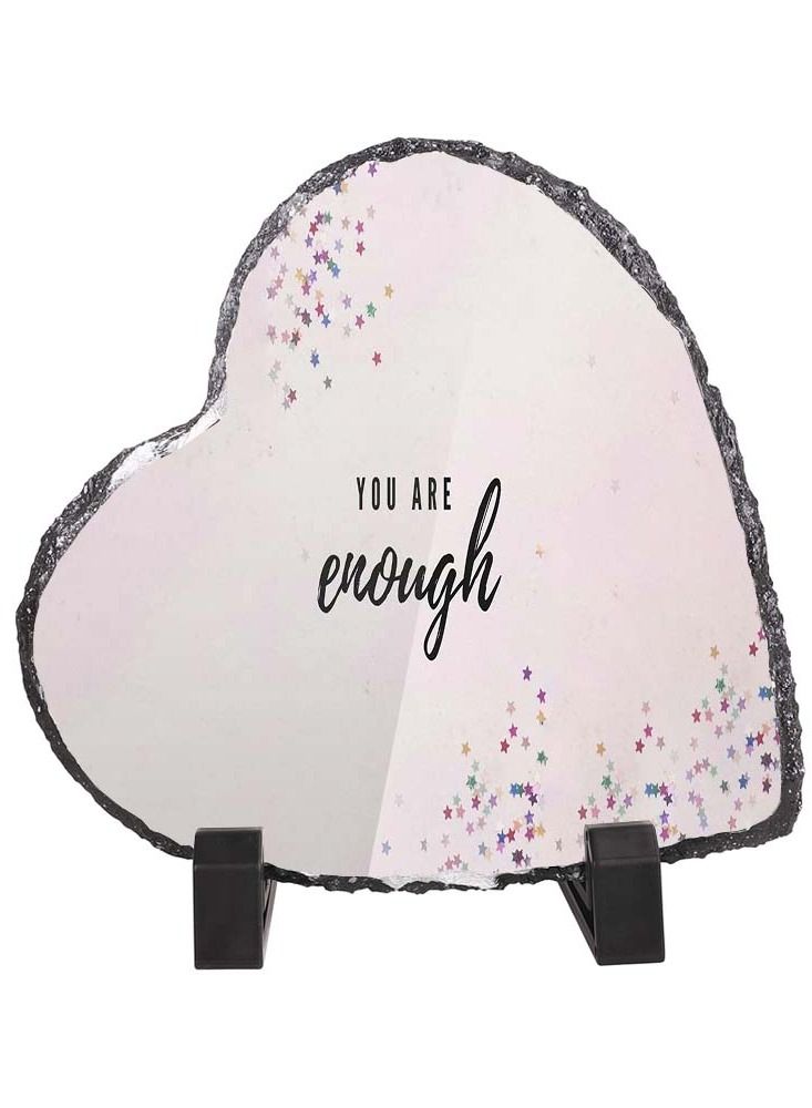 Protective Printed White Heart Shape Marble Photo Frame for Table Top You Are Enough