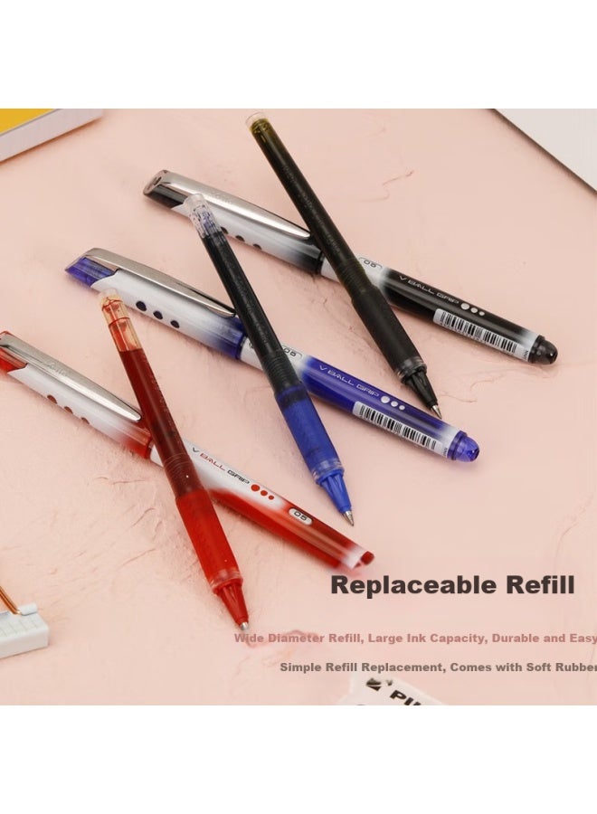 Pilot V-Ball Pen, Rollerball Pen, Bullet Tip Gel Pen, Non-Slip Signature Pen, For Students And Office Use, Bln-Vbg5 Bls-Vbg5, 0.5Mm, 1 Pen + 3 Refills, Blue - Image 3