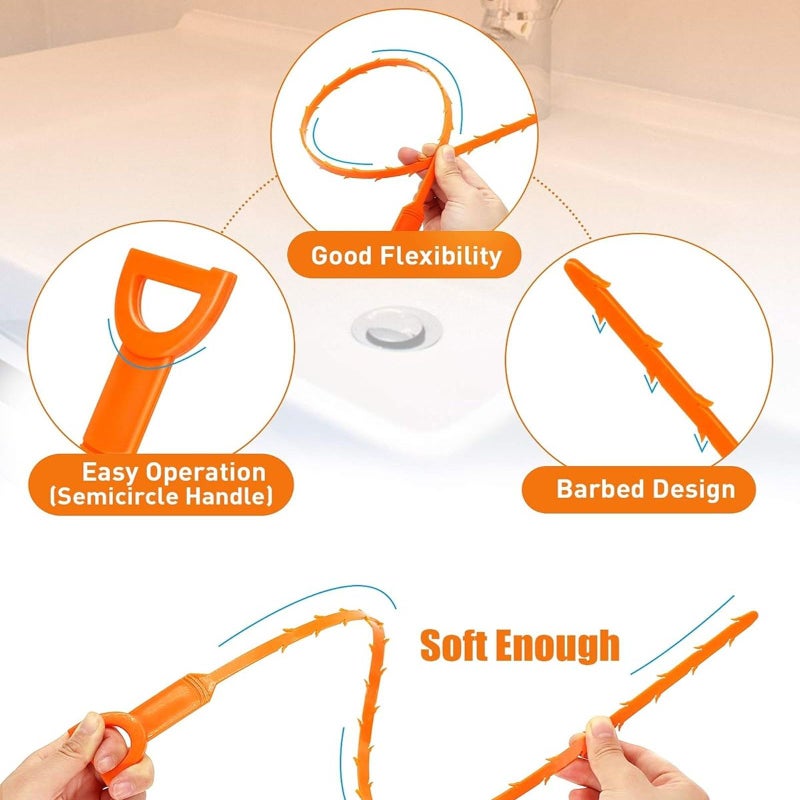 6pcs Drain Cleaning Kit Snake Auger for Shower Kitchen Sink Bathtub Hair - Image 4