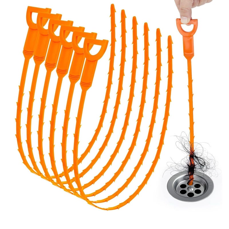6pcs Drain Cleaning Kit Snake Auger for Shower Kitchen Sink Bathtub Hair - Image 1