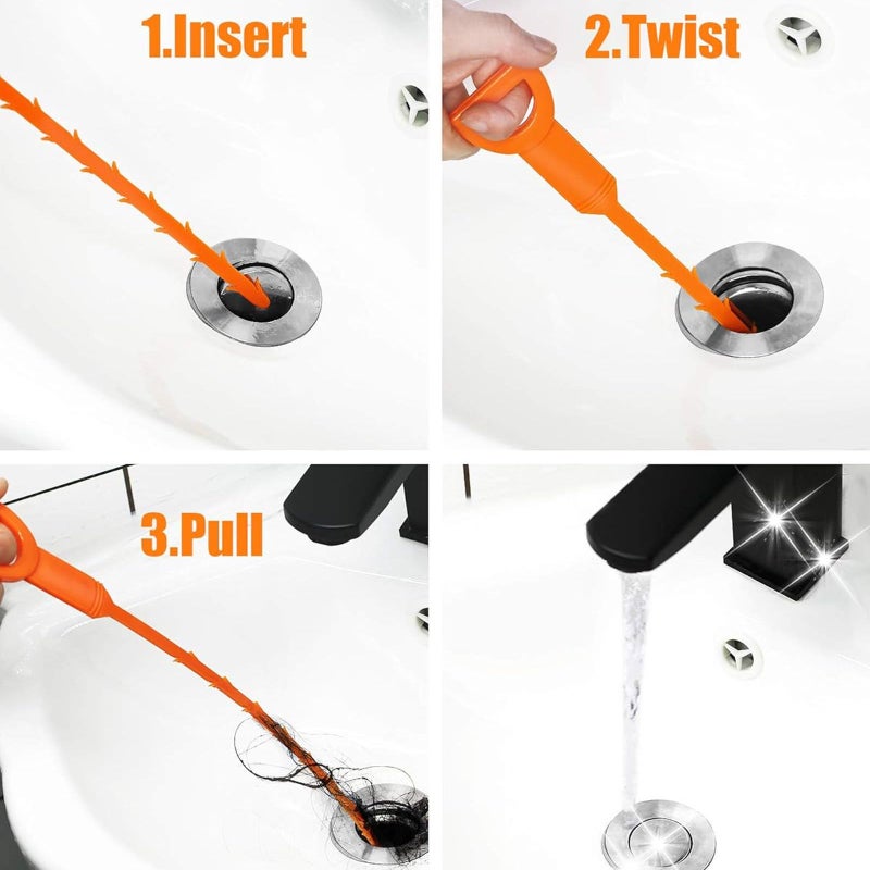 6pcs Drain Cleaning Kit Snake Auger for Shower Kitchen Sink Bathtub Hair - Image 5