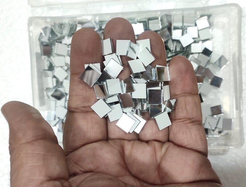 OMX 10MM Square Mirror for Embroidery Works in Churidhar, Blouses, Dupatta. (300 PC) - Image 2