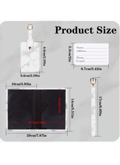 KASTWAVE 2pcs Luggage Tags and 2pcs Passport Covers - Suitcases Luggage Tag and Passport Holder Set, Marble PU Leather Covers & Labels for Family Travel Organization (Black+White)  - Image 5