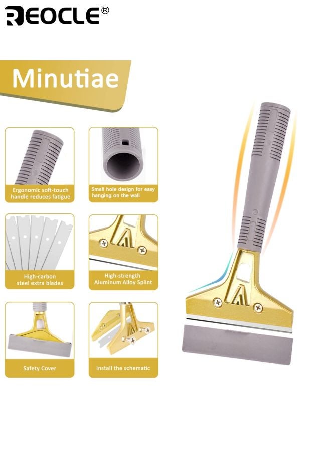 ريوكل مكشطة الحلاقة 4 بوصة مكشطة مع 1 مجموعة إضافية و 2 مسامير مكشطة متعددة الأغراض للخدمة الشاقة للنافذة زجاجية أرضية طلاء الجدران تسميات لاصقة وإزالة الملصقات - Image 5