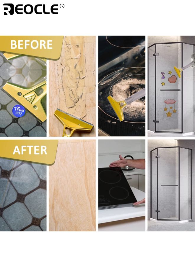 ريوكل مكشطة الحلاقة 4 بوصة مكشطة مع 1 مجموعة إضافية و 2 مسامير مكشطة متعددة الأغراض للخدمة الشاقة للنافذة زجاجية أرضية طلاء الجدران تسميات لاصقة وإزالة الملصقات - Image 4