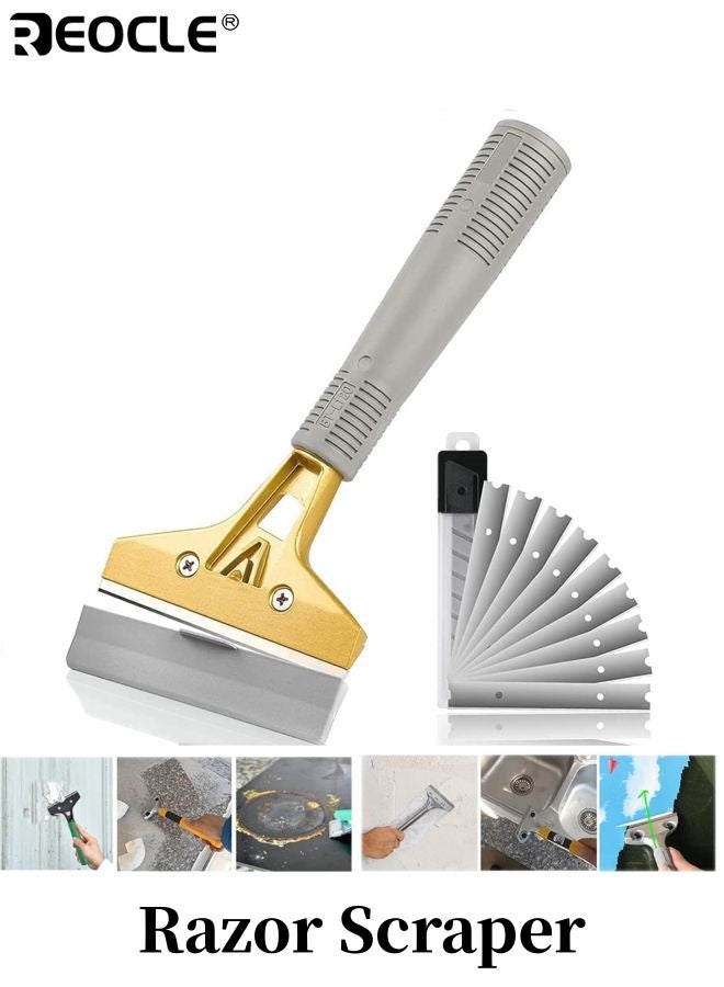 ريوكل مكشطة الحلاقة 4 بوصة مكشطة مع 1 مجموعة إضافية و 2 مسامير مكشطة متعددة الأغراض للخدمة الشاقة للنافذة زجاجية أرضية طلاء الجدران تسميات لاصقة وإزالة الملصقات - Image 1