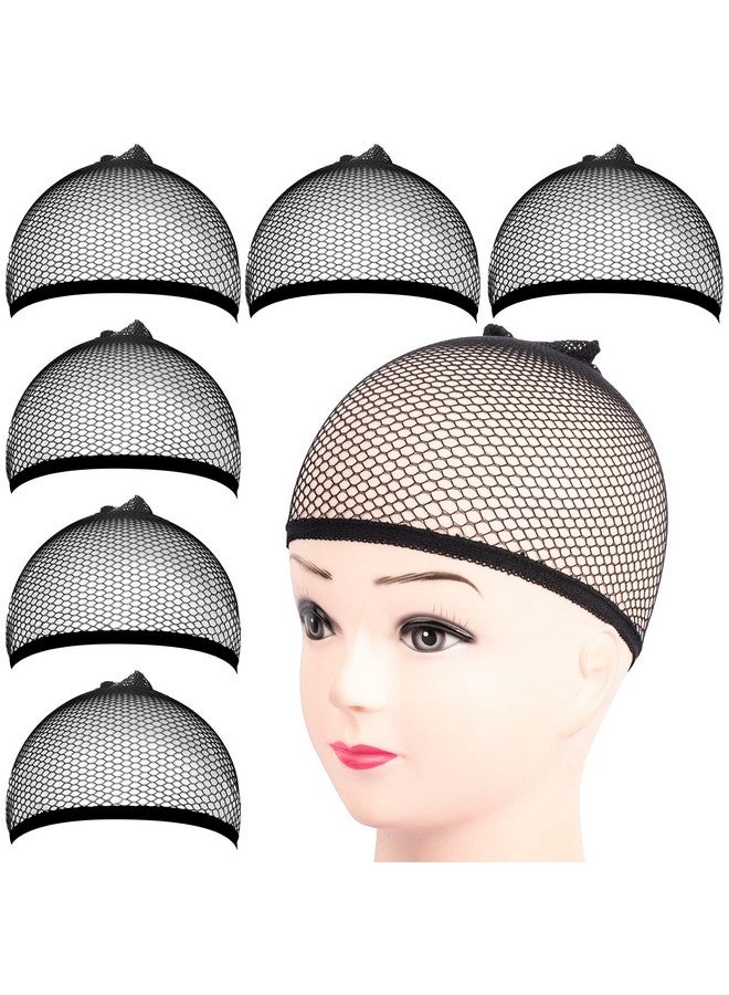 FANDAMEI 6Pcs Wig Cap 6Pcs Black Mesh Wig Cap Net Closed End Hair Mesh Net Liner Weaving Caps For Women Men Kids Wig Caps For Halloween Cosplay - Image 1