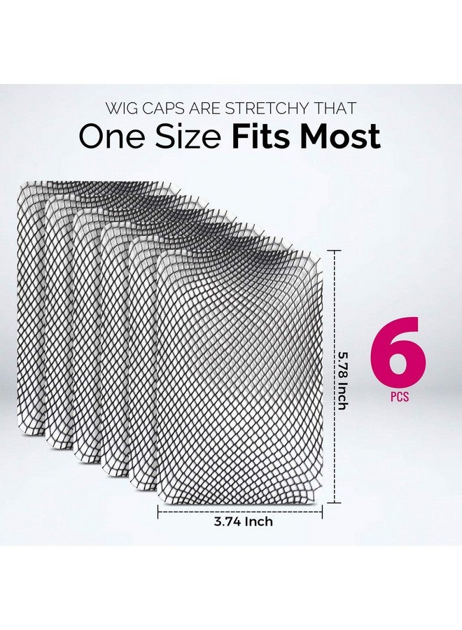 FANDAMEI 6Pcs Wig Cap 6Pcs Black Mesh Wig Cap Net Closed End Hair Mesh Net Liner Weaving Caps For Women Men Kids Wig Caps For Halloween Cosplay - Image 2