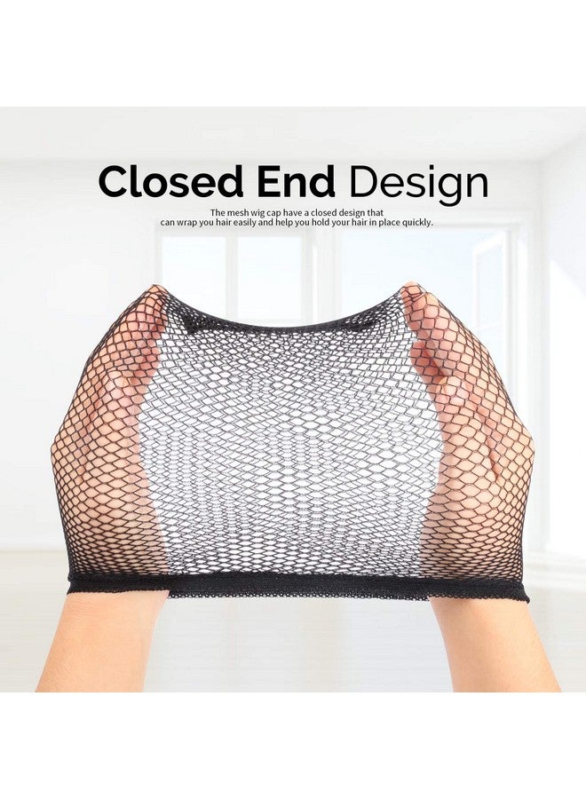 FANDAMEI 6Pcs Wig Cap 6Pcs Black Mesh Wig Cap Net Closed End Hair Mesh Net Liner Weaving Caps For Women Men Kids Wig Caps For Halloween Cosplay - Image 3