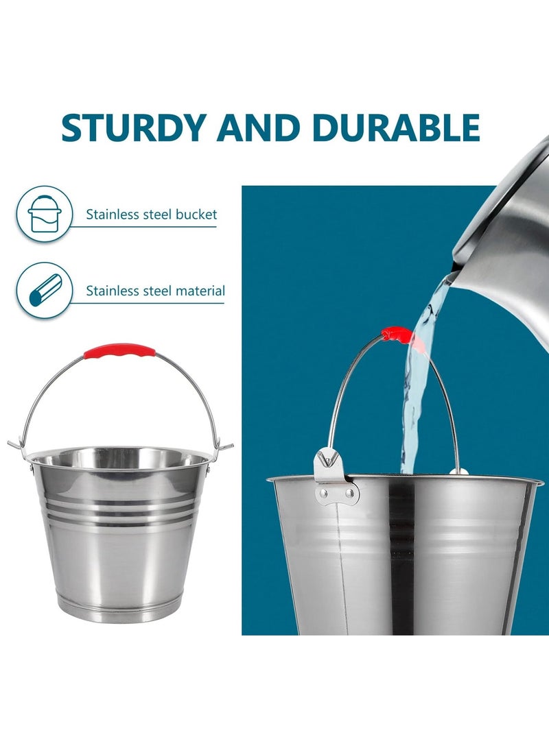 DubaiGallery Bucket Metal Ash Bucket Milk Bucket Open Fire Accessories Coal Storage Holder Bbq Charcoal Holder Coal Ash Bucket Fireplace Tools Large Capacity Bucket Stainless Steel Thicken 20L  - Image 4