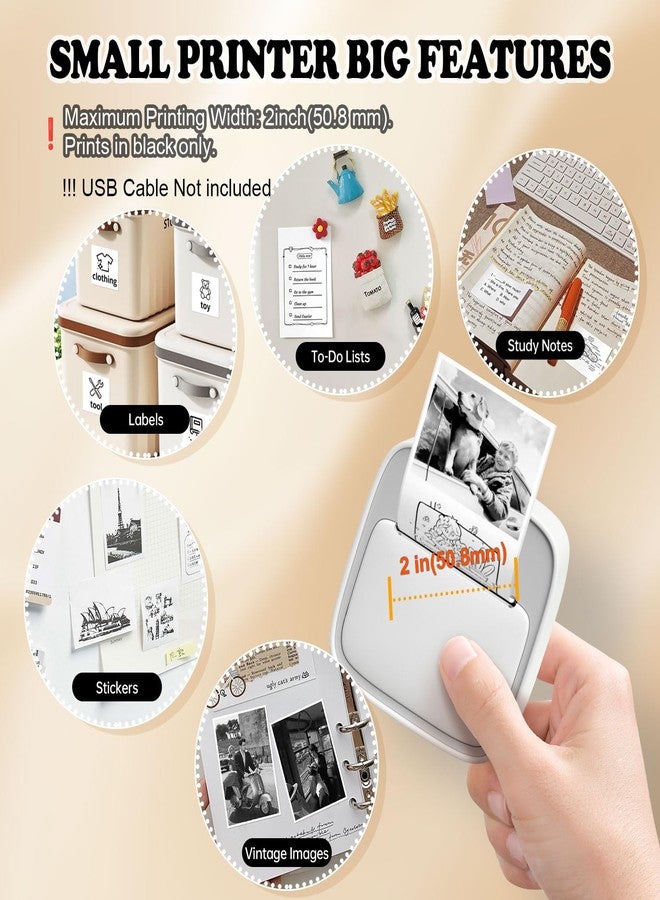اتش بي ار تي طابعة ملصقات HPRT، طابعة PrintPods Mini، طابعة ملصقات محمولة بتقنية البلوتوث مع لفة ورق واحدة، طابعات حرارية بدون حبر لأجهزة iPhone، طابعة محمولة للملاحظات والمذكرات والأعمال اليدوية، هدية للأطفال - Image 5