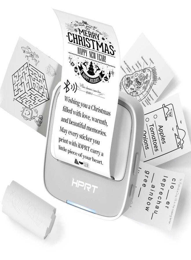 اتش بي ار تي طابعة ملصقات HPRT، طابعة PrintPods Mini، طابعة ملصقات محمولة بتقنية البلوتوث مع لفة ورق واحدة، طابعات حرارية بدون حبر لأجهزة iPhone، طابعة محمولة للملاحظات والمذكرات والأعمال اليدوية، هدية للأطفال - Image 1