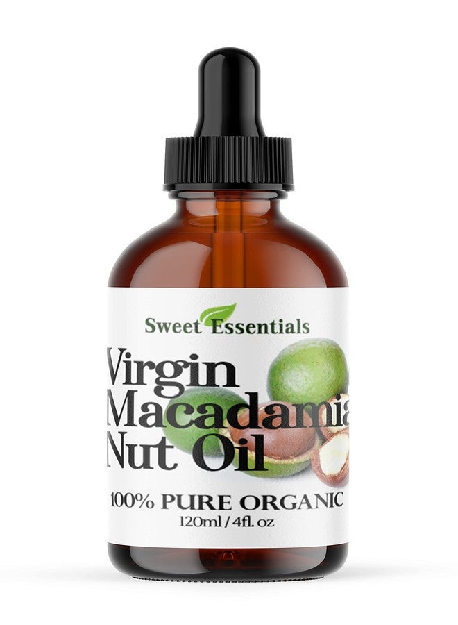 Sweet Essentials Organic Unrefined Macadamia Nut Oil | 4oz Glass Bottle | Imported From Italy | 100% Pure | Food Grade | Offers Relief From Dry Skin, Eczema, Psoriasis, Dermatitis & More | Best Natural Moisturizer - Image 1